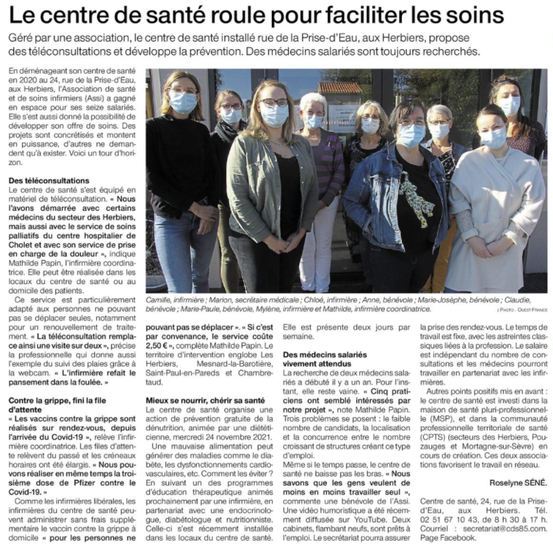 ARTICLE OUEST FRANCE du 05/11/2021